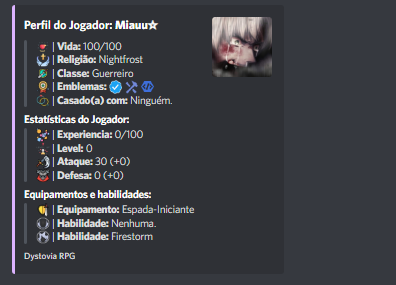 Exemplo - Sistema de Perfil e estatísticas do Dystovia